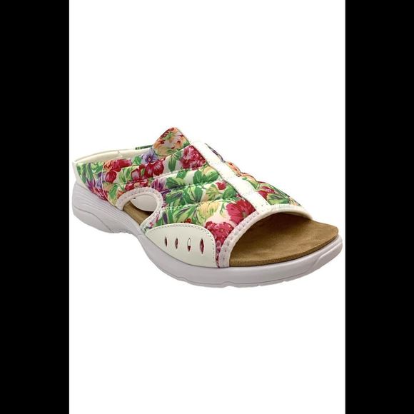 Easy Spirit Women's Traciee 2 Flat Sandal White/Bloom/Multi - Medium - Picture 1 of 3